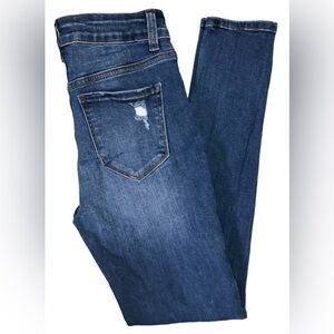 Wax Jean Medium Wash Denim High Rise Distressed Skinny Jeans 4 Pockets Size 0/24